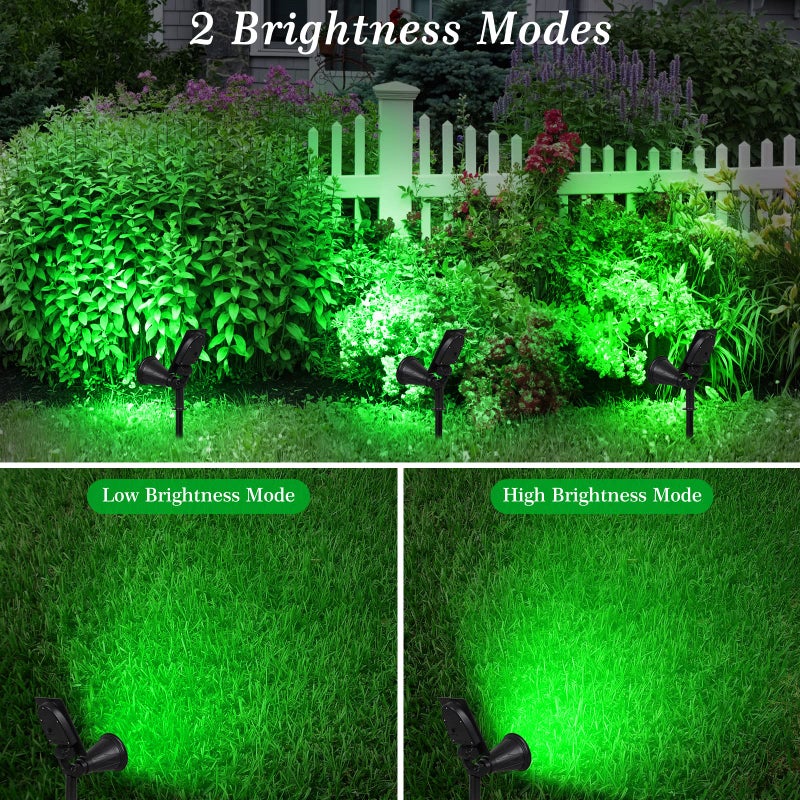 T-SUN Green Solar Spotlights, Green Solar Lights Outdoor, Auto-ON/Off 180Â°Angle Adjustable Solar Lights for Tree, Patio, Yard, Garden, Driveway, Pool Area (Green-2pack) - Image 3